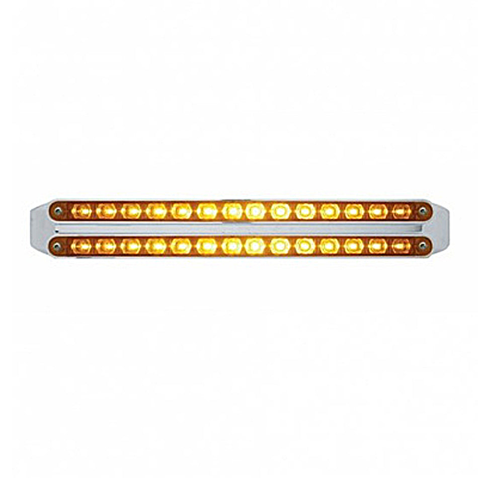 Dual 14 LED 12" Turn Signal Light Bars - Amber LEDs (Amber, Clear or Chrome Lens)