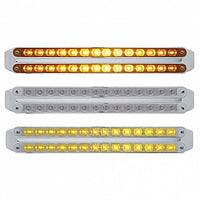 Dual 14 LED 12" Turn Signal Light Bars - Amber LEDs (Amber, Clear or Chrome Lens)