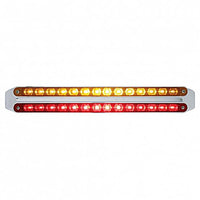 Dual 14 LED 12" Light Bars - Amber & Red LEDs (Amber & Red, Clear or Chrome Lens)