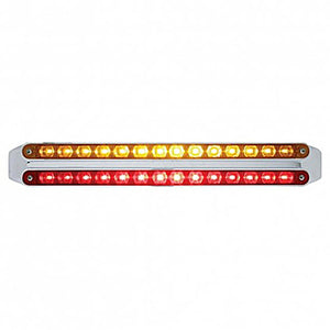 Dual 14 LED 12" Light Bars - Amber & Red LEDs (Amber & Red, Clear or Chrome Lens)