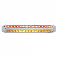 Dual 14 LED 12" Light Bars - Amber & Red LEDs (Amber & Red, Clear or Chrome Lens)
