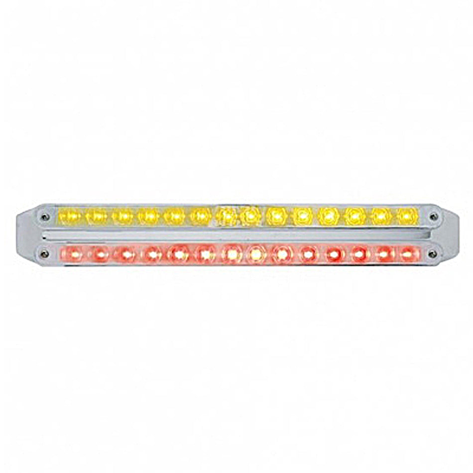 Dual 14 LED 12" Light Bars - Amber & Red LEDs (Amber & Red, Clear or Chrome Lens)