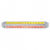 Dual 14 LED 12" Light Bars - Amber & Red LEDs (Amber & Red, Clear or Chrome Lens)