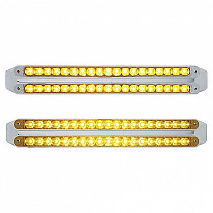 Dual 19 LED 12" Reflector Turn Signal Light Bars - Amber LEDs (Amber or Clear Lens)