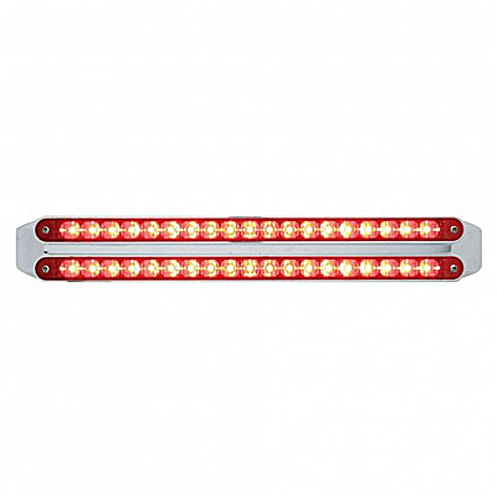 Dual 19 LED 12" Reflector Stop, Turn & Tail Light Bars - Red LEDs (Red or Clear Lens)