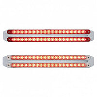 Dual 19 LED 12" Reflector Stop, Turn & Tail Light Bars - Red LEDs (Red or Clear Lens)