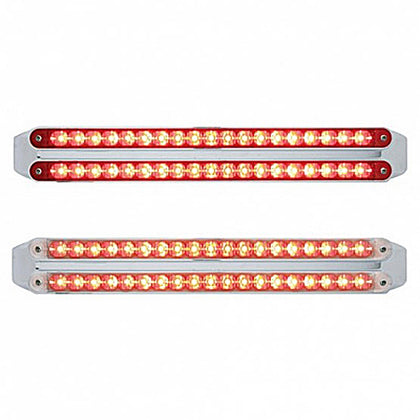 Dual 19 LED 12" Reflector Stop, Turn & Tail Light Bars - Red LEDs (Red or Clear Lens)
