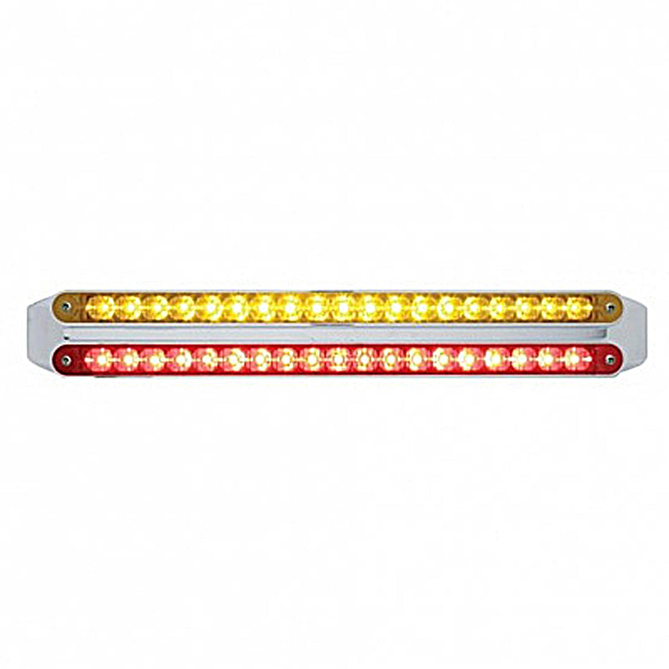 Dual 19 LED 12" Reflector Light Bars - Amber & Red LEDs (Amber & Red or Clear Lens)