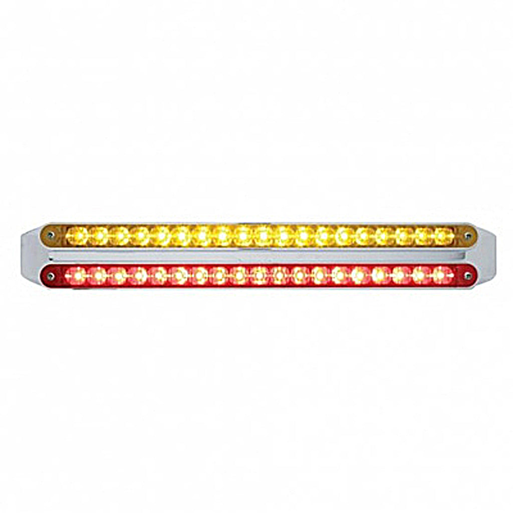 Dual 19 LED 12" Reflector Light Bars - Amber & Red LEDs (Amber & Red or Clear Lens)