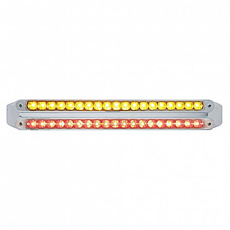 Dual 19 LED 12" Reflector Light Bars - Amber & Red LEDs (Amber & Red or Clear Lens)