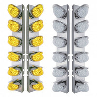 Stainless Steel Front Air Cleaner Bracket w/ 12 X 19 LED Reflector Lights & Visors For Peterbilt - Amber LEDs (Amber or Clear Lens)