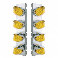 Stainless Steel  Front Air Cleaner Bracket w/ 8 X 19 LED Reflector Lights & Visors For Peterbilt - Amber LEDs (Amber or Clear Lens)