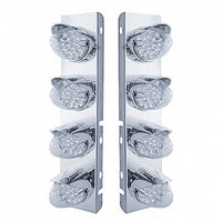 Stainless Steel  Front Air Cleaner Bracket w/ 8 X 19 LED Reflector Lights & Visors For Peterbilt - Amber LEDs (Amber or Clear Lens)