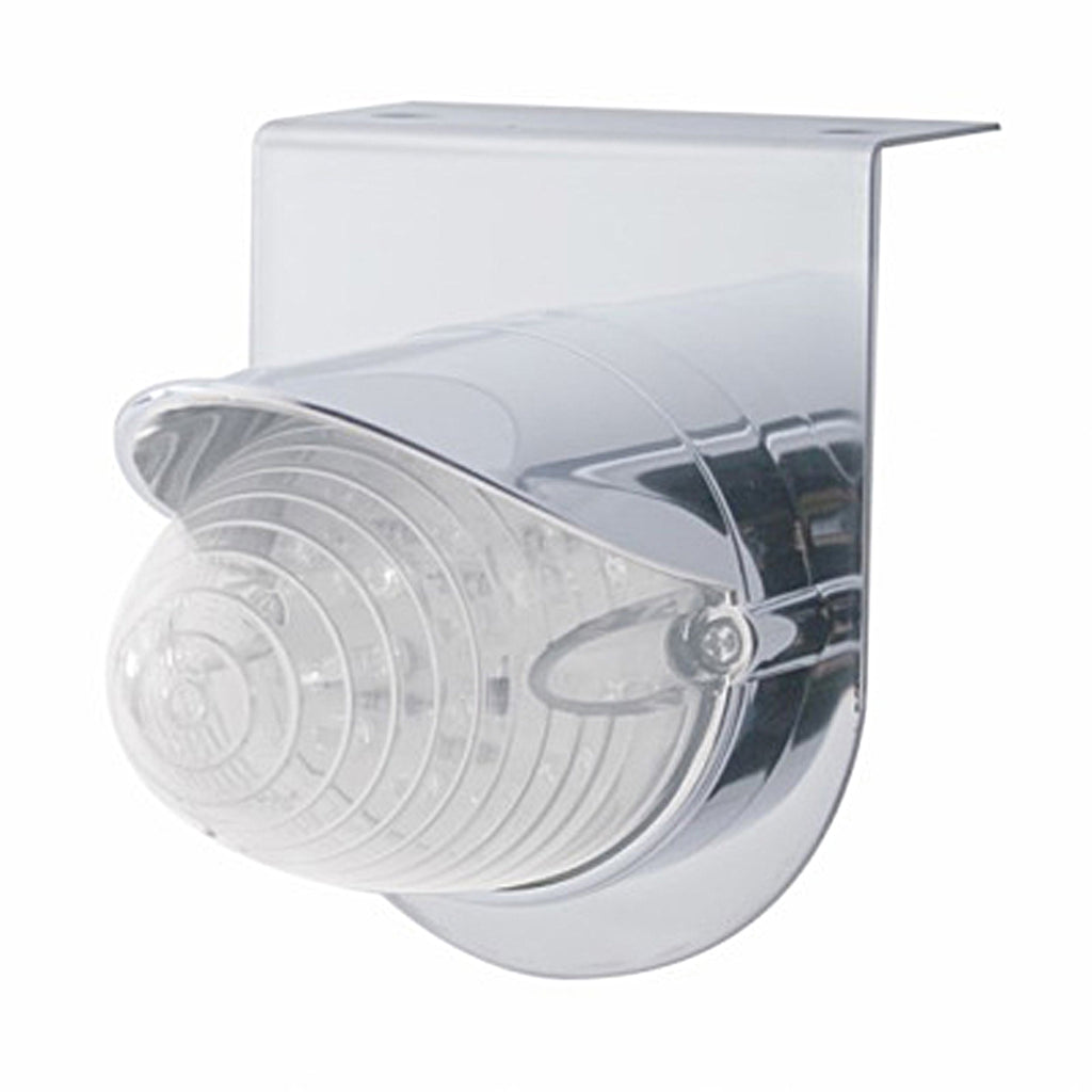 Stainless Steel Light Bracket w/ 19 LED Beehive Light & Visor - Amber LEDs (Clear Lens)