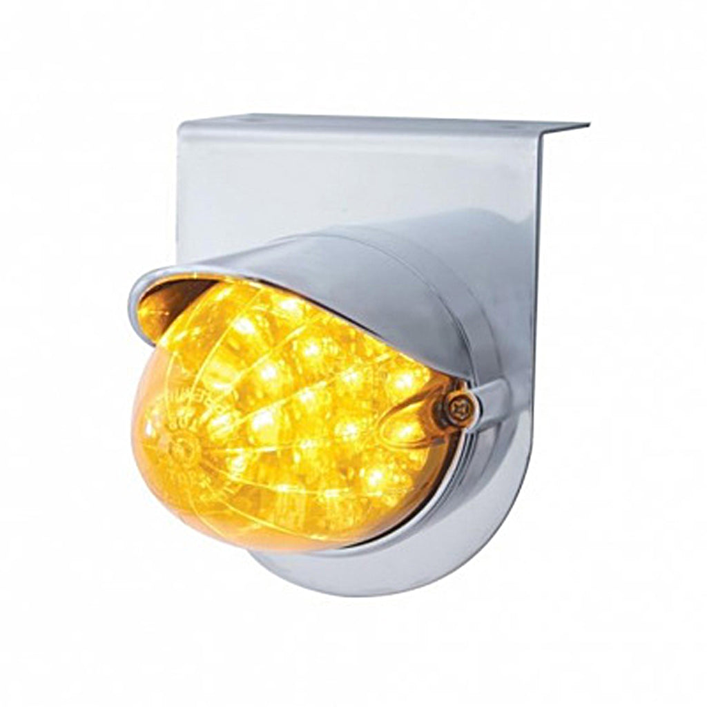 Stainless Steel Light Bracket w/ 19 LED Reflector Light & Visor - Amber LEDs (Amber or Clear Lens)