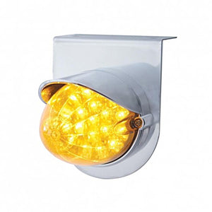 Stainless Steel Light Bracket w/ 19 LED Reflector Light & Visor - Amber LEDs (Amber or Clear Lens)