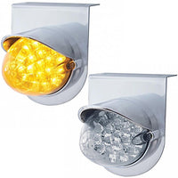 Stainless Steel Light Bracket w/ 19 LED Reflector Light & Visor - Amber LEDs (Amber or Clear Lens)