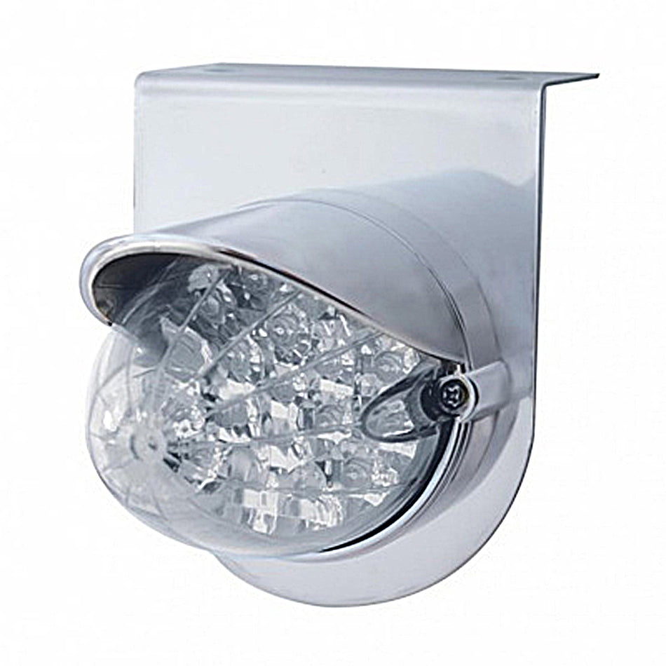 Stainless Steel Light Bracket w/ 19 LED Reflector Light & Visor - Amber LEDs (Amber or Clear Lens)
