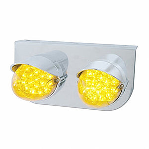 Stainless Steel Light Bracket w/ 2 X 19 LED Reflector Lights & Visors - Amber LEDs (Amber or Clear Lens)