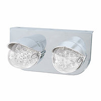 Stainless Steel Light Bracket w/ 2 X 19 LED Reflector Lights & Visors - Amber LEDs (Amber or Clear Lens)