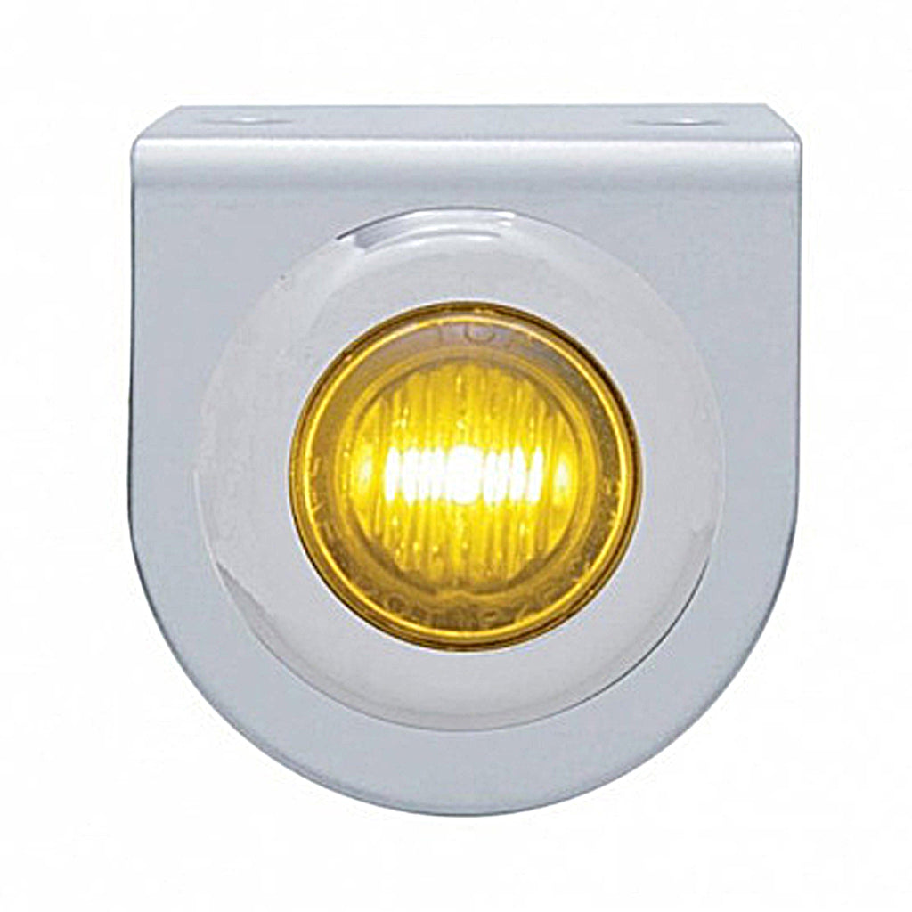 Stainless Steel Light Bracket w/ 3 LED 3/4" Mini Light - Amber or Red LEDs (Amber or Red Lens)