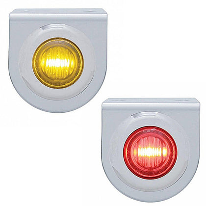 Stainless Steel Light Bracket w/ 3 LED 3/4" Mini Light - Amber or Red LEDs (Amber or Red Lens)