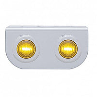 Stainless Steel Light Bracket w/ 2 X 3 LED 3/4" Mini Lights - Amber or Red LEDs (Amber or Red Lens)