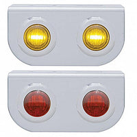 Stainless Steel Light Bracket w/ 2 X 3 LED 3/4" Mini Lights - Amber or Red LEDs (Amber or Red Lens)
