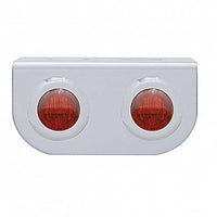 Stainless Steel Light Bracket w/ 2 X 3 LED 3/4" Mini Lights - Amber or Red LEDs (Amber or Red Lens)