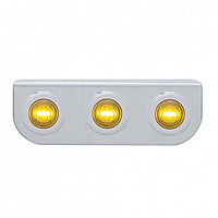 Stainless Steel Light Bracket w/ 2X 3 LED 3/4" Mini Lights - Amber or Red LEDs (Amber or Red Lens)