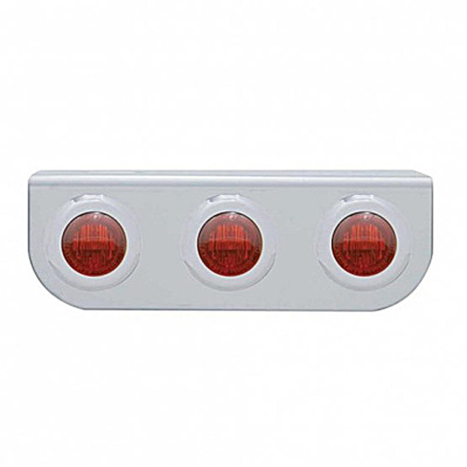 Stainless Steel Light Bracket w/ 2X 3 LED 3/4" Mini Lights - Amber or Red LEDs (Amber or Red Lens)