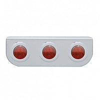 Stainless Steel Light Bracket w/ 2X 3 LED 3/4" Mini Lights - Amber or Red LEDs (Amber or Red Lens)