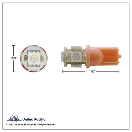 United Pacific - 5 High Power LED 360 Degree 194 Bulb - Amber, Blue, Red or White (2-Pack) - Berube's Truck Accessories