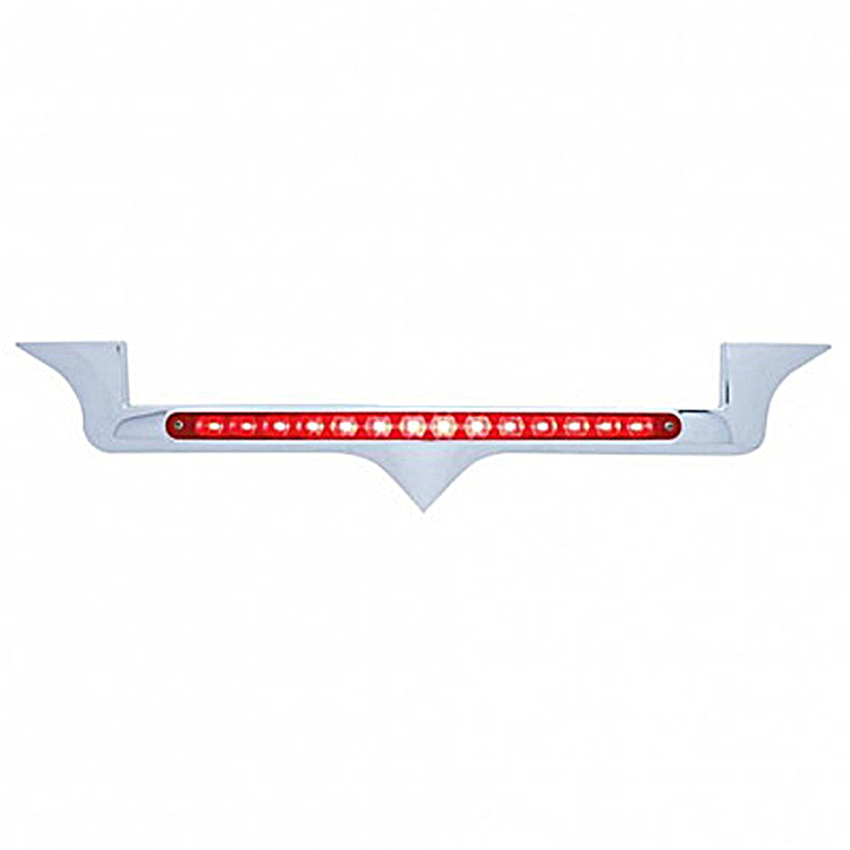 Chrome Hood Emblem Trim w/ 14 LED Light Bar For Kenworth - Amber, Blue, Green, Red or White LEDs (Amber, Clear, Red or Chrome Lens)