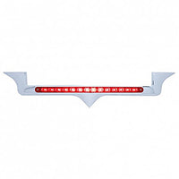 Chrome Hood Emblem Trim w/ 14 LED Light Bar For Kenworth - Amber, Blue, Green, Red or White LEDs (Amber, Clear, Red or Chrome Lens)