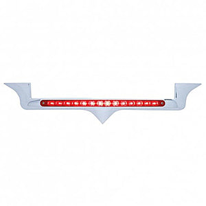 Chrome Hood Emblem Trim w/ 14 LED Light Bar For Kenworth - Amber, Blue, Green, Red or White LEDs (Amber, Clear, Red or Chrome Lens)