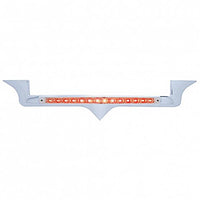Chrome Hood Emblem Trim w/ 14 LED Light Bar For Kenworth - Amber, Blue, Green, Red or White LEDs (Amber, Clear, Red or Chrome Lens)