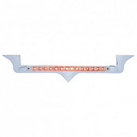 Chrome Hood Emblem Trim w/ 14 LED Light Bar For Kenworth - Amber, Blue, Green, Red or White LEDs (Amber, Clear, Red or Chrome Lens)