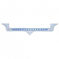 Chrome Hood Emblem Trim w/ 14 LED Light Bar For Kenworth - Amber, Blue, Green, Red or White LEDs (Amber, Clear, Red or Chrome Lens)