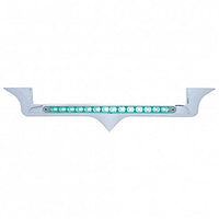 Chrome Hood Emblem Trim w/ 14 LED Light Bar For Kenworth - Amber, Blue, Green, Red or White LEDs (Amber, Clear, Red or Chrome Lens)