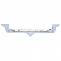 Chrome Hood Emblem Trim w/ 14 LED Light Bar For Kenworth - Amber, Blue, Green, Red or White LEDs (Amber, Clear, Red or Chrome Lens)