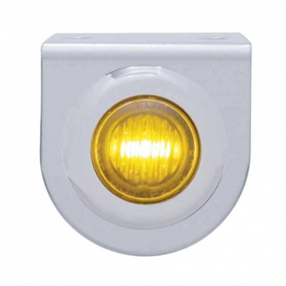 Stainless Steel Light Bracket With 3 LED 3/4" Mini Light - Amber, Blue, Red or White LEDs (Amber or Clear Lens)
