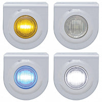 Stainless Steel Light Bracket With 3 LED 3/4" Mini Light - Amber, Blue, Red or White LEDs (Amber or Clear Lens)