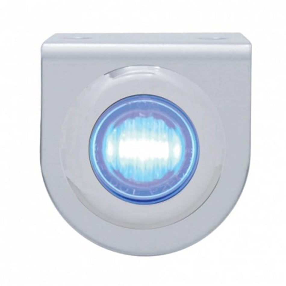 Stainless Steel Light Bracket With 3 LED 3/4" Mini Light - Amber, Blue, Red or White LEDs (Amber or Clear Lens)