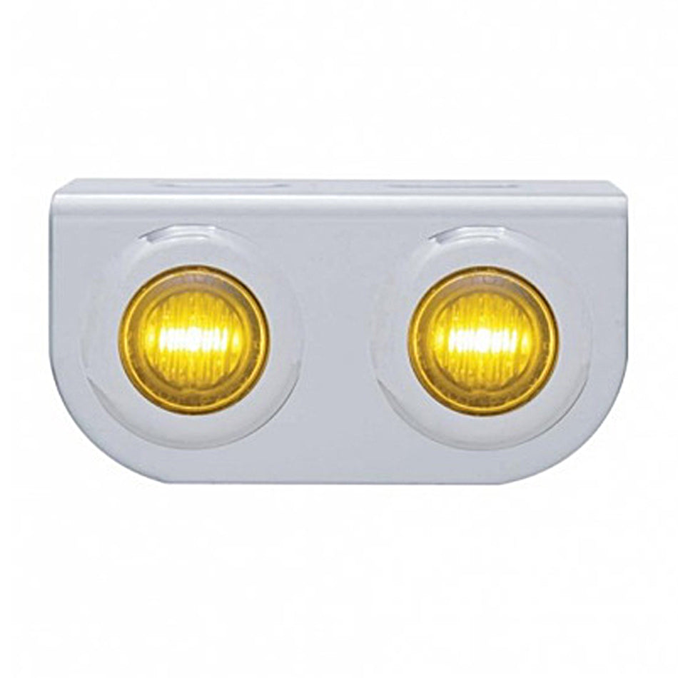 Stainless Steel Light Bracket w/ 2 X 3 LED 3/4" Mini Lights - Amber, Red, Blue or White LEDs (Amber or Clear Lens)