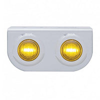 Stainless Steel Light Bracket w/ 2 X 3 LED 3/4" Mini Lights - Amber, Red, Blue or White LEDs (Amber or Clear Lens)