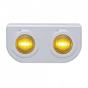 Stainless Steel Light Bracket w/ 2 X 3 LED 3/4" Mini Lights - Amber, Red, Blue or White LEDs (Amber or Clear Lens)