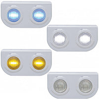 Stainless Steel Light Bracket w/ 2 X 3 LED 3/4" Mini Lights - Amber, Red, Blue or White LEDs (Amber or Clear Lens)