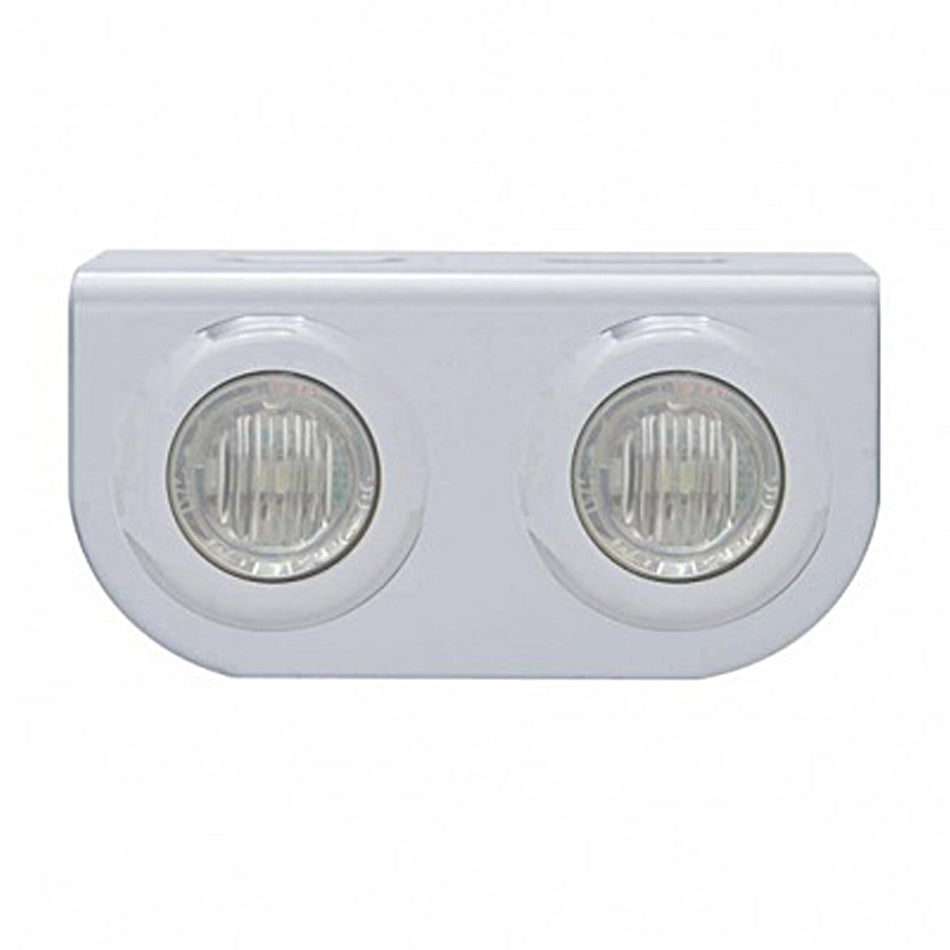 Stainless Steel Light Bracket w/ 2 X 3 LED 3/4" Mini Lights - Amber, Red, Blue or White LEDs (Amber or Clear Lens)