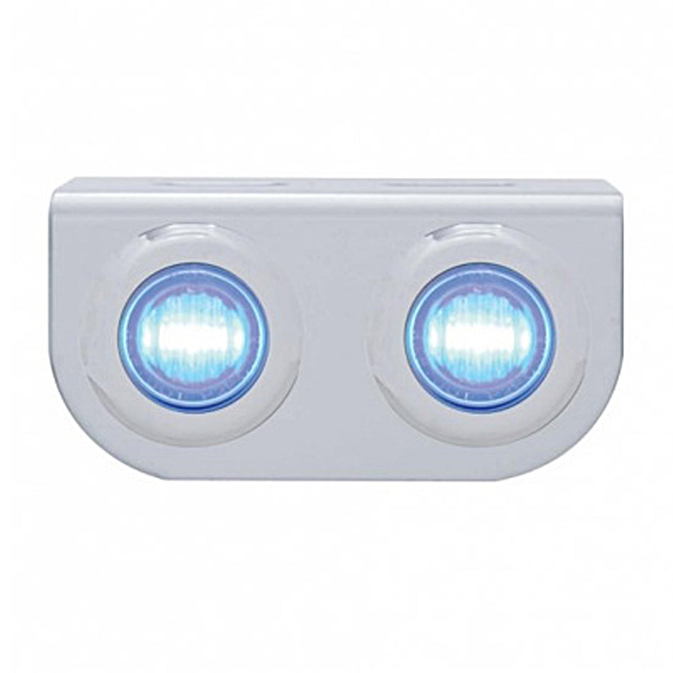 Stainless Steel Light Bracket w/ 2 X 3 LED 3/4" Mini Lights - Amber, Red, Blue or White LEDs (Amber or Clear Lens)